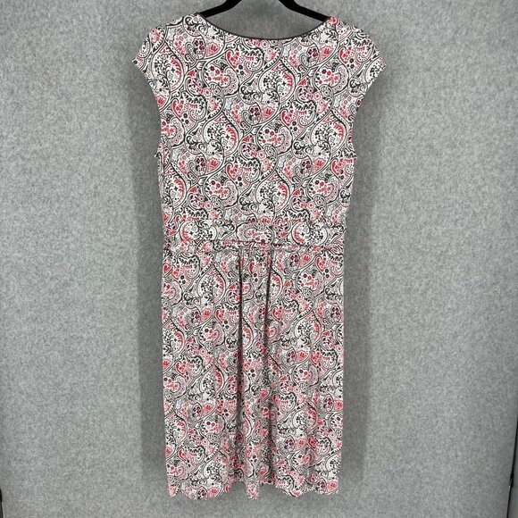 Boden Womens Margot Scoop Neck Dress Size 10 White Red Paisley Modal Pockets - Picture 2 of 11